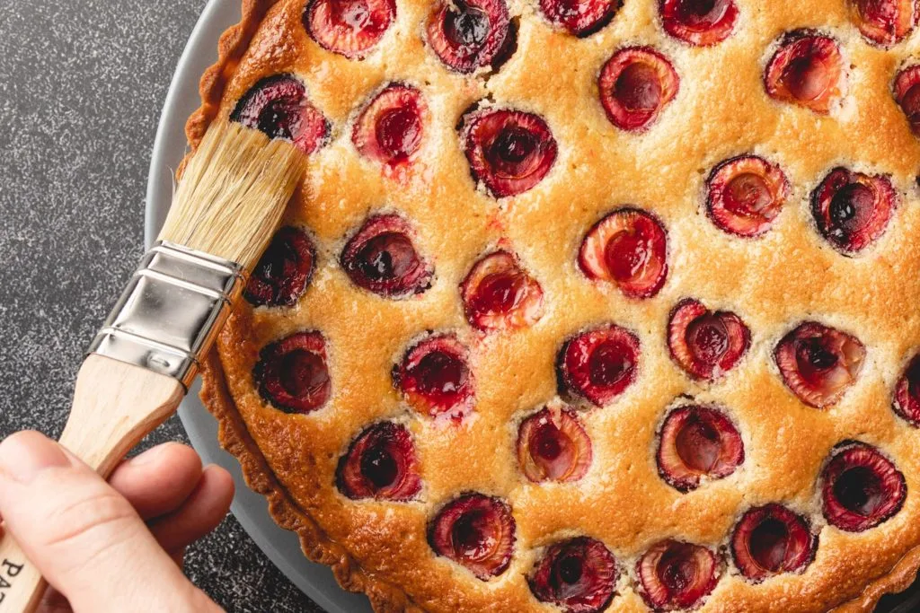glaze the cherry frangipane tart