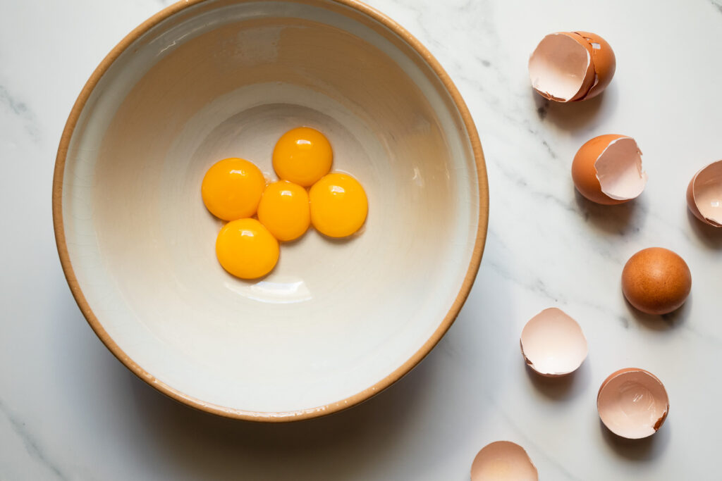 egg yolks in a mixing bowl